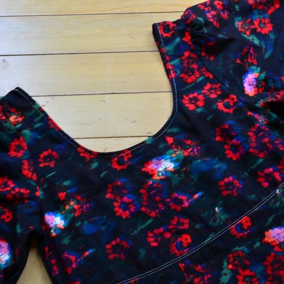 Rachel Comey x Target Maxi Dress Kodak Red Floral Puff Sleeves Size 8 - Picture 6 of 12